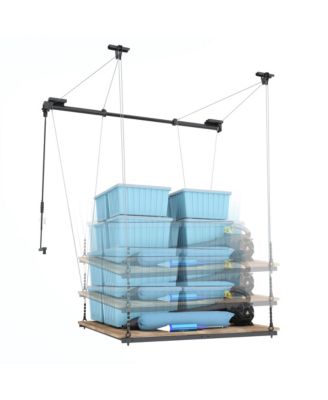 GL2FB-E – 4×4 FT GARAGE LIFTING STORAGE RACK, FRAME-ONLY (BLACK)