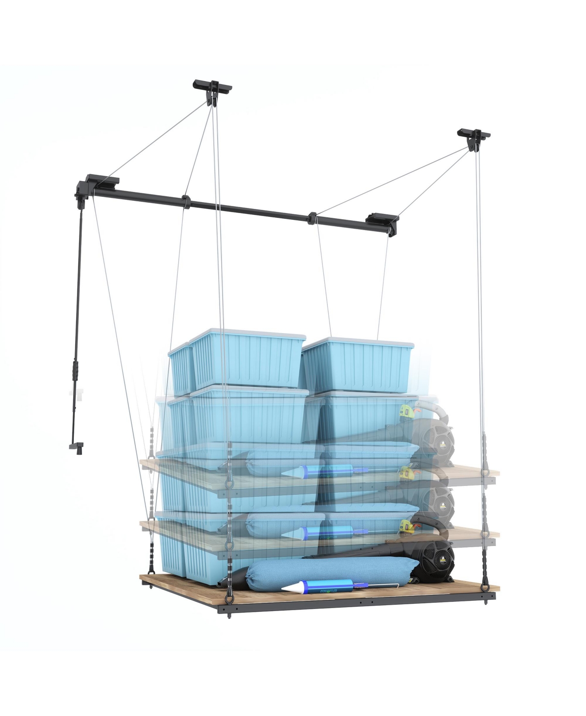 Fleximounts GL2FB-e – 4×4 Ft Garage Lifting Storage Rack, Frame-only (Black)