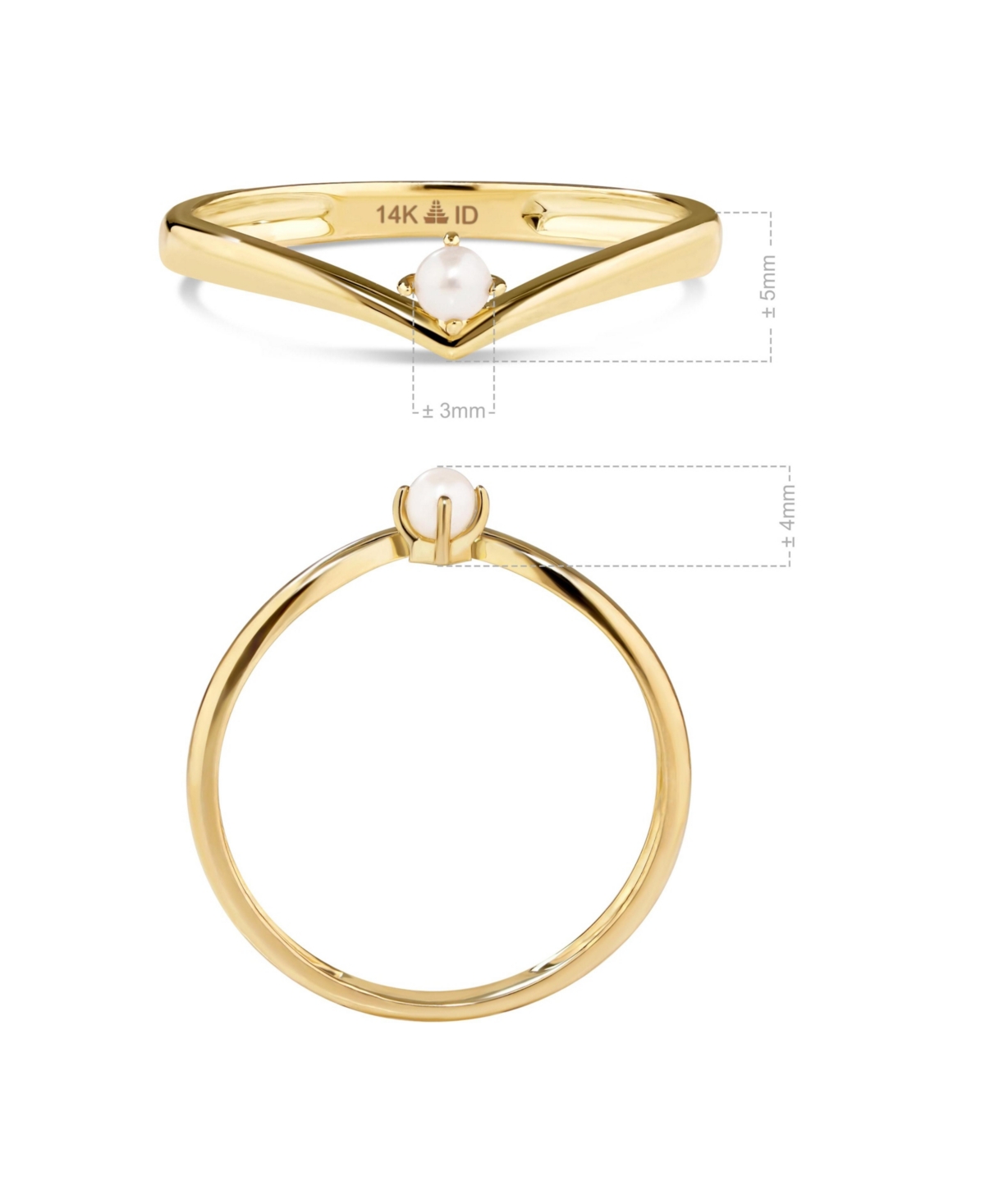 Devata Freshwater Pearl Wishbone Ring 14K Gold, 9, approx. 1.5 grams.