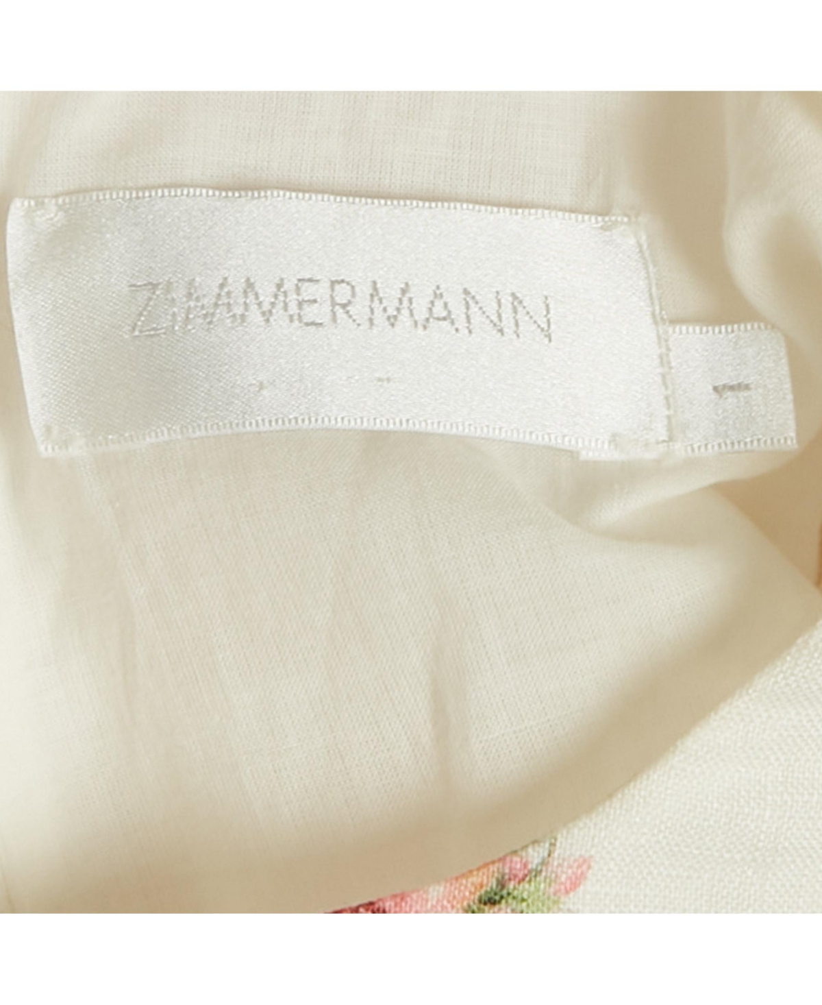 Pre-Owned Zimmermann Women's White Floral Print Linen Maxi Dress