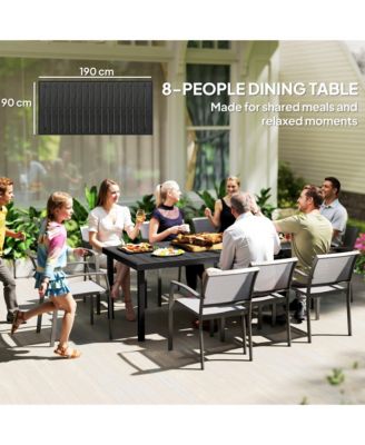 Outdoor Dining Table for 8, Aluminum, Plastic, Woodgrain
