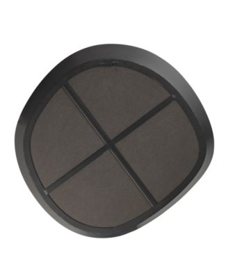 Sonya 24-inch Contemporary Asymmetrical Round Wall Mirror with Raised Black Iron Frame