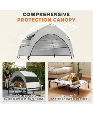 Elevated Dog Bed, Portable Raised Pet Bed with Canopy, Bag, 42"L