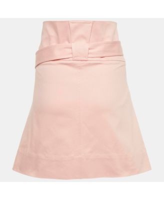 Women's Pink Cotton Belted Mini Skirt