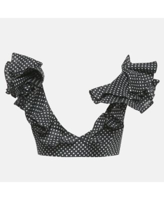 Women's Polka Dots Linen Painted Heart Cascade Top