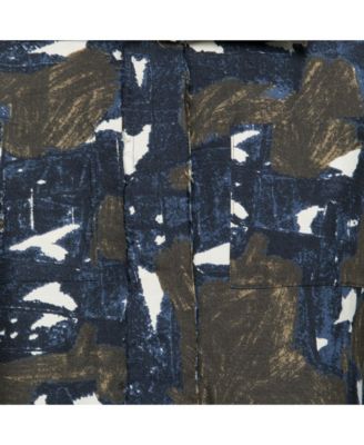 Women's Navy Blue & Green Printed Silk Tunic