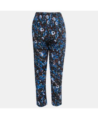 Women's Multicolor Abstract Print Silk Drawstring Trousers