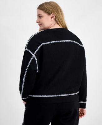 Trendy Plus Size Whipstitch Long-Sleeve Sweatshirt
