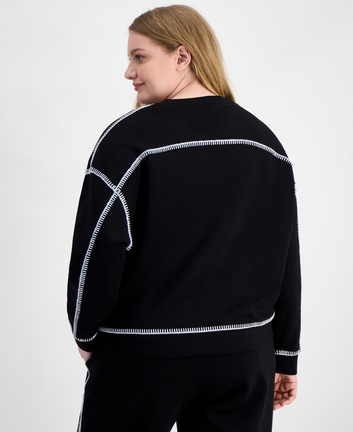 And Now This Trendy Plus Whipstitch Long-Sleeve Sweatshirt, Macy's Exclusive