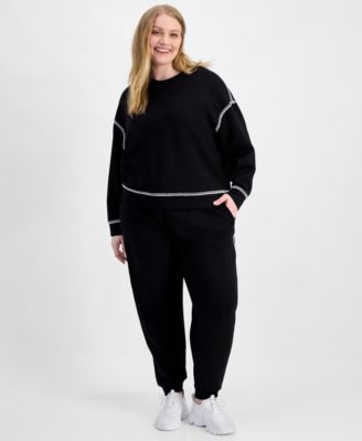 Trendy Plus Size High Rise Drawstring Jogger Pants