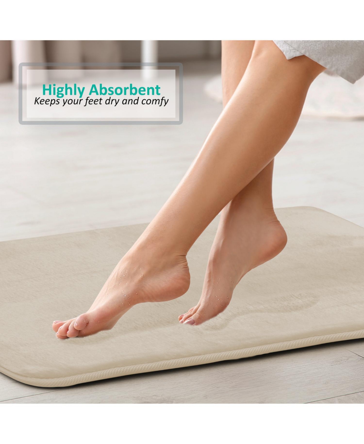 Ultra Soft Non-Slip Plush Memory Foam Bath Rug - Small 17"x24" Tiled Design