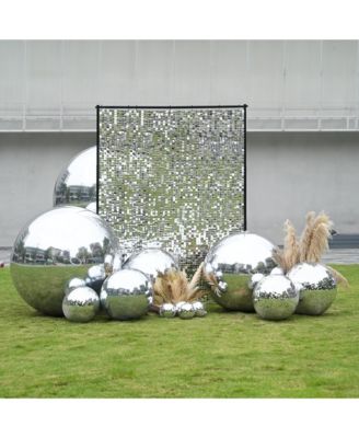 20" Big Shiny Inflatable Mirror Ball Giant Reusable PVC Balloon for Large Disco Party Wedding Event Stage Decoration Silver