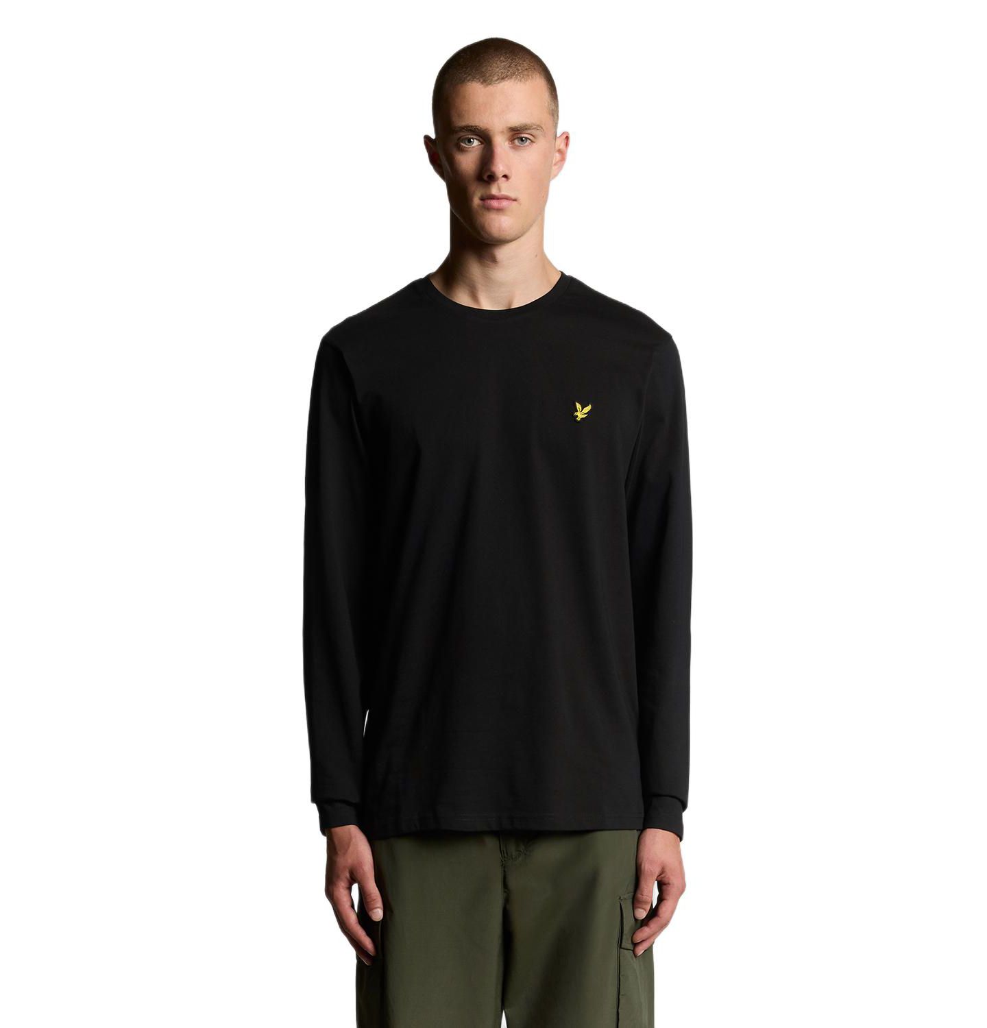 Мужская футболка Lyle & Scott Plain Long Sleeve, цвет: Угольно-чёрный — фото 1