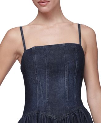 Women's Drop Waist Square Neck Midi Dress