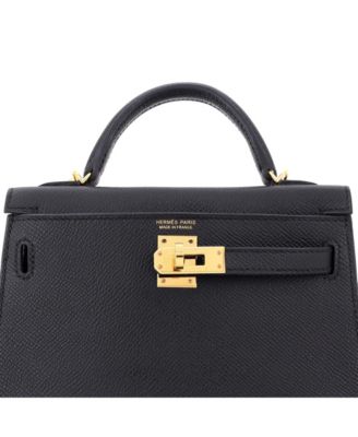 Pre-Owned HERMES Kelly 20 Handbag Black Epsom with Gold Hardware
