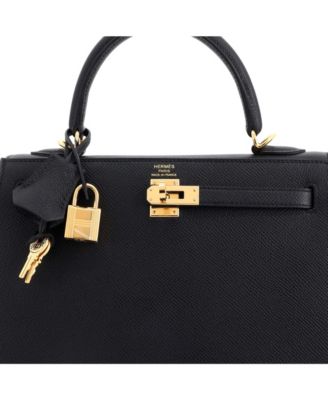 Kelly 25 Handbag Black Epsom with Gold Hardware