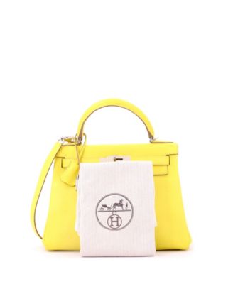 Kelly 28 Handbag Yellow Evercolor with Palladium Hardware