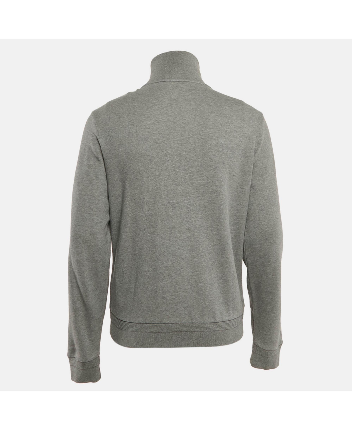 Pre-Owned Moncler Men's Grey Logo Print Cotton Knit Zip-Up Jacket