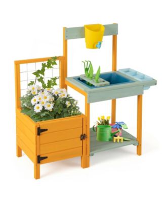 Kids Outdoor Potting Bench with See-Through Window