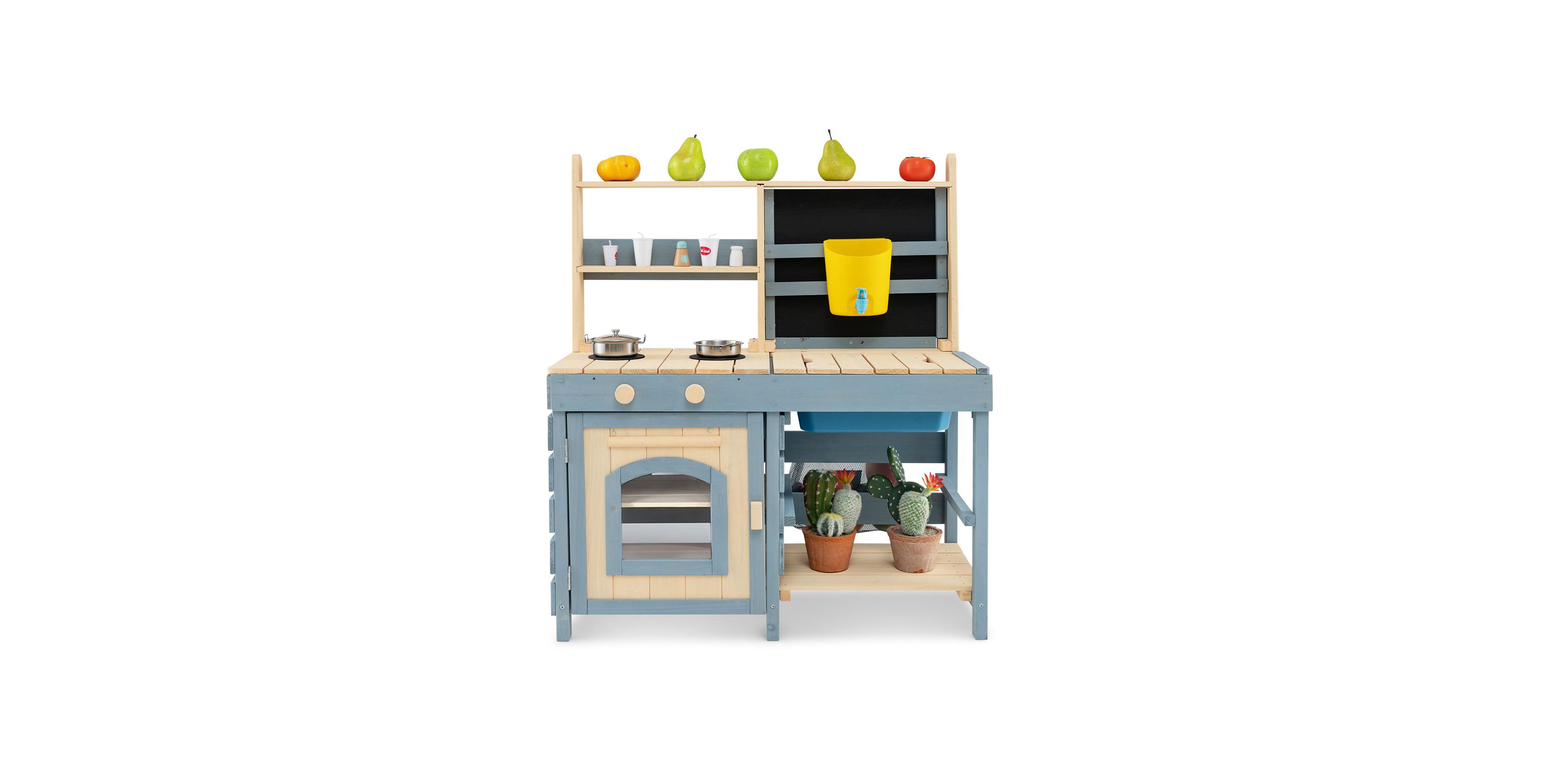 Skonyon 2-In-1 Outdoor Mud Kitchen with Faucet and Extra Chalkboard