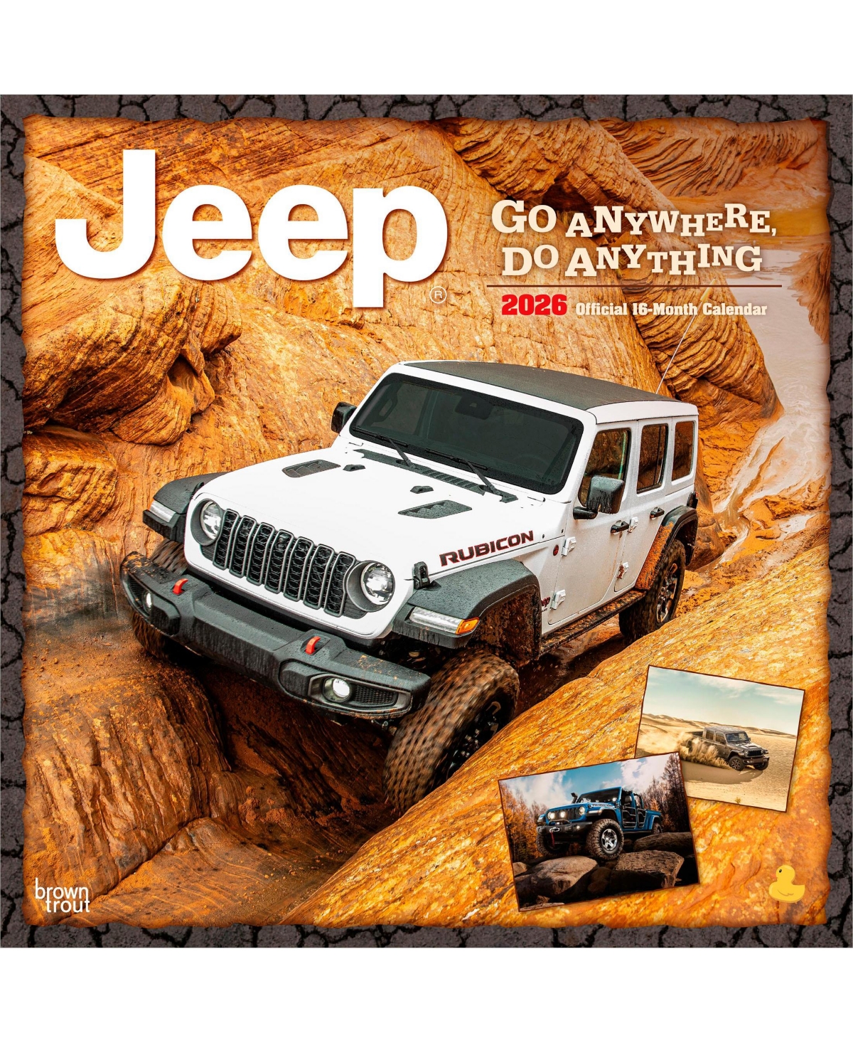 BrownTrout Jeep Official | 2026 12 x 24 Inch (Hanging) Monthly Square Wall Calendar | Plastic-Free