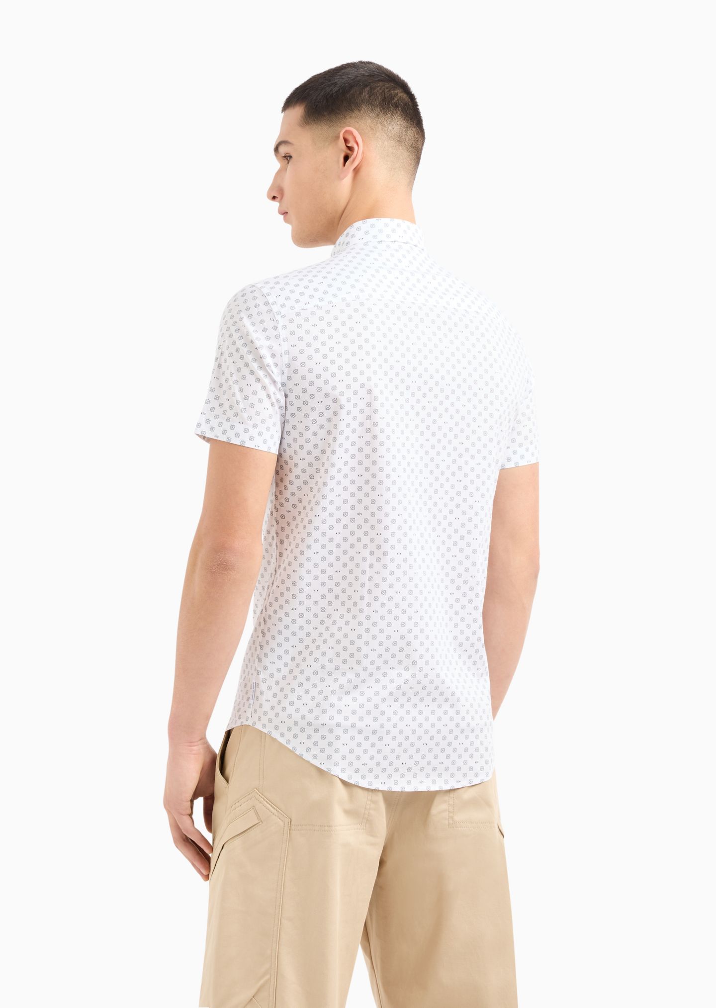 Мужская рубашка A|X Armani Exchange Slim-Fit Tonal Geo Logo-Print Button-Down, цвет: Однотонный — фото 4