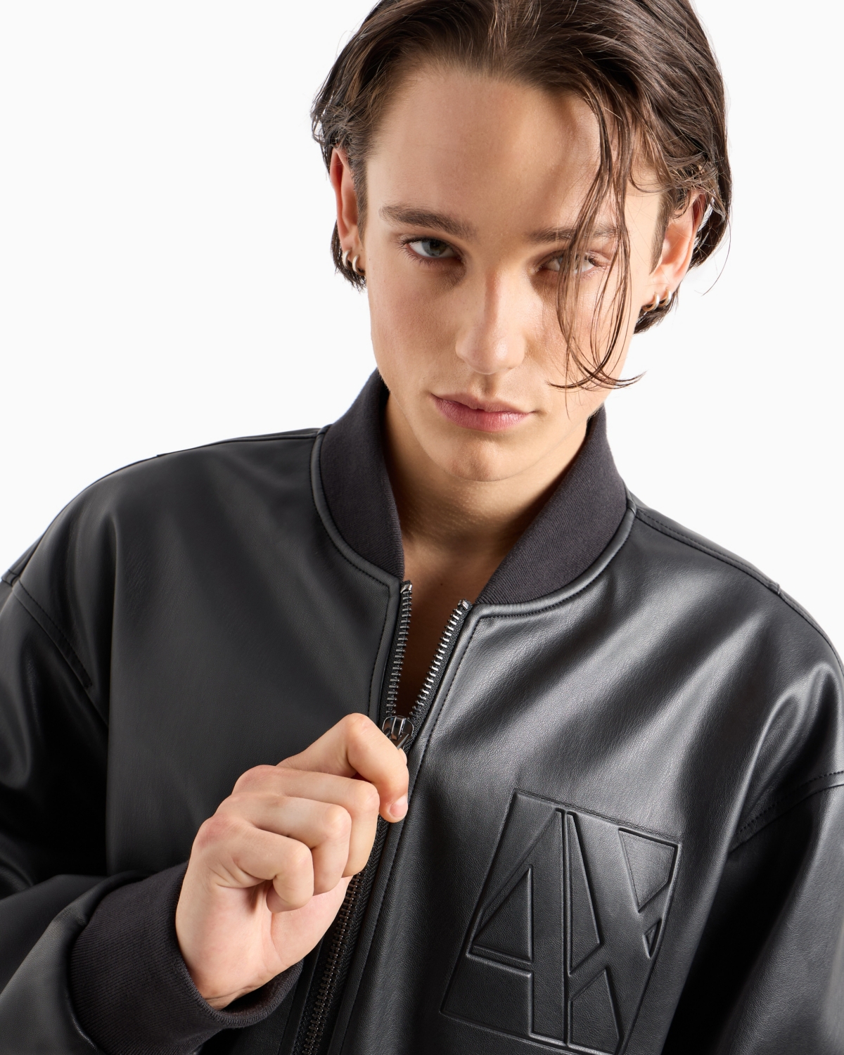 A|X Armani Exchange Men's Faux-Leather Bomber Jacket