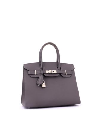 Pre-Owned HERMES Birkin 30 Handbag Grey Epsom with Palladium Hardware