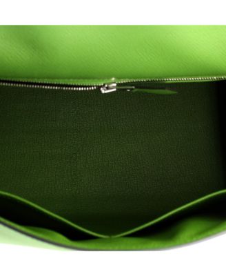 Pre-Owned HERMES Kelly 28 Handbag Green Epsom with Palladium Hardware