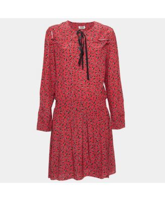 Women's Red Floral Print Crepe Mini Dress