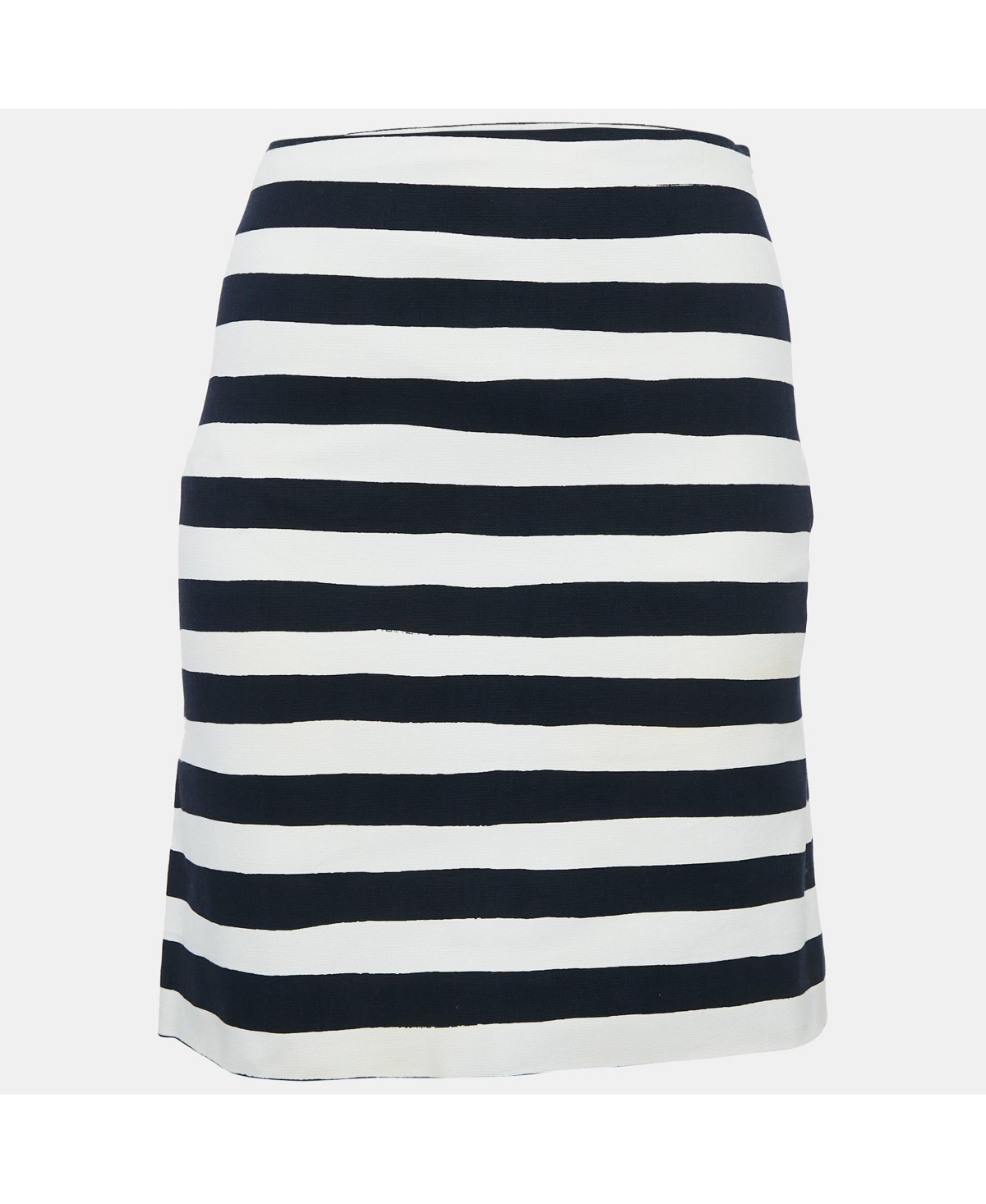 Pre-Owned Moschino Women's Cheap And Chic White/navy Blue Stripe Cotton Mini Skirt