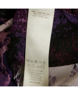 Women's Purple/multicolor Printed Lace Trim Detail Top