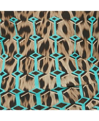 Women's Brown Printed Jersey Short Dress