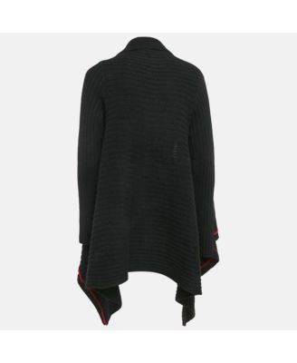 Women's Black Rib Knit Open Front Cambi Cardigan One