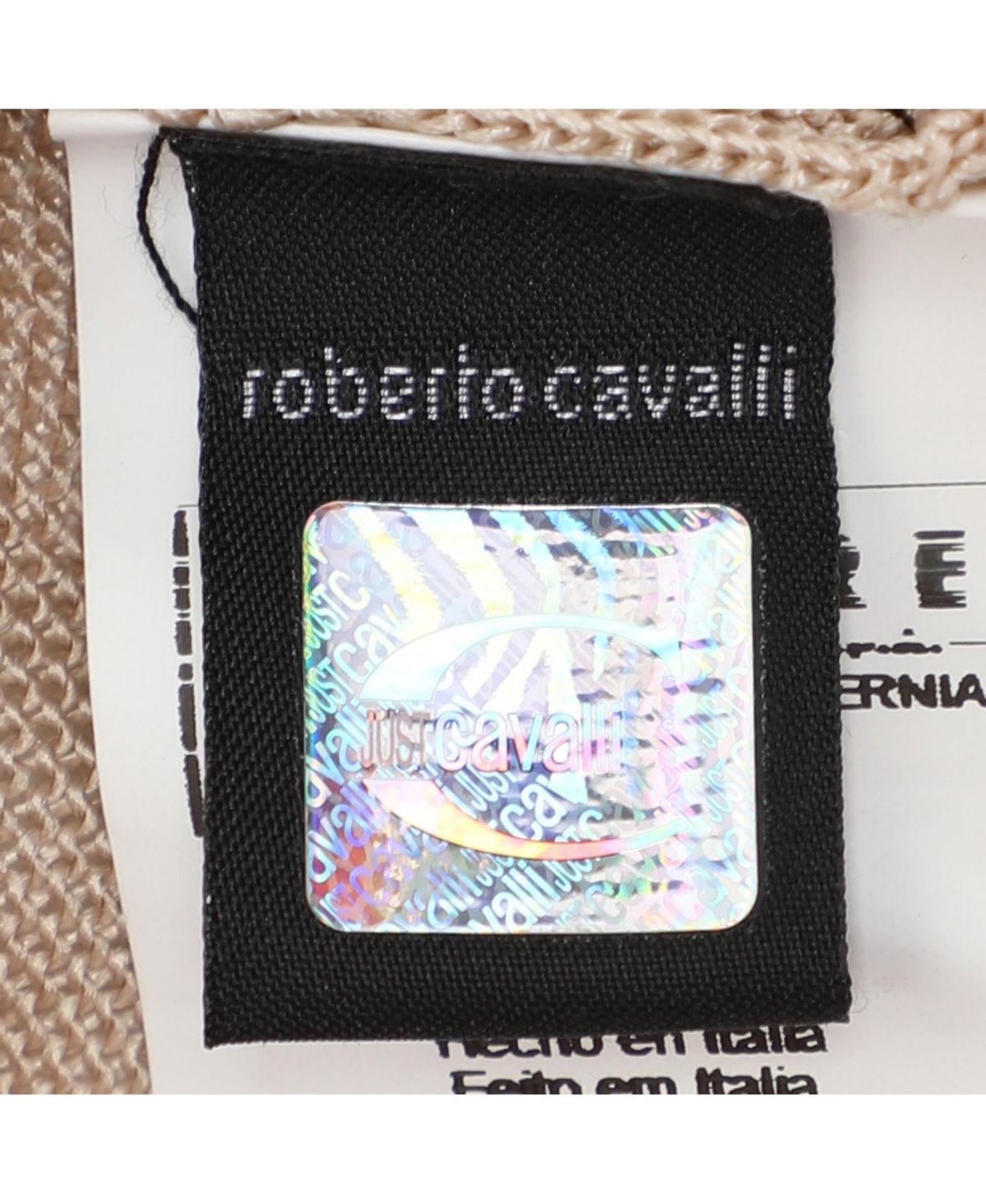 Pre-Owned Roberto Cavalli Women's Beige Stretch Knit Belted Cardigan