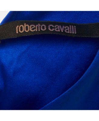 Women's Blue Stretch Satin Metal Detail Short Dress