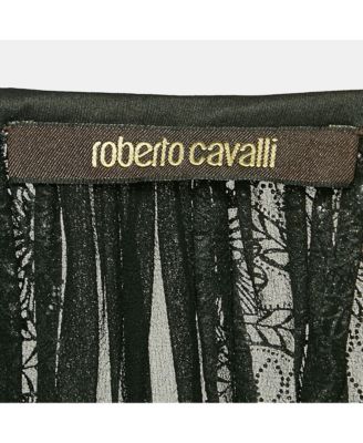 Women's Black Painted Silk A-Line Blouse