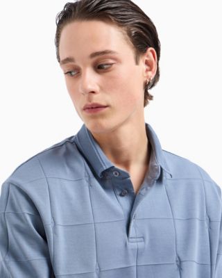 Men's Short Sleeve Large Grid Pattern Polo Shirt