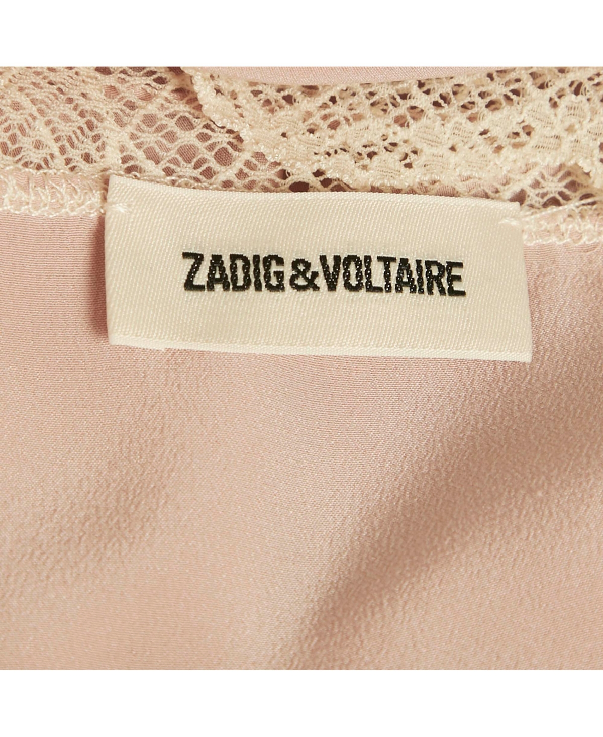 Pre-Owned Zadig & Voltaire Women's Pink Silk Lace Trimmed Chery Crepuscule Midi Slip Dress