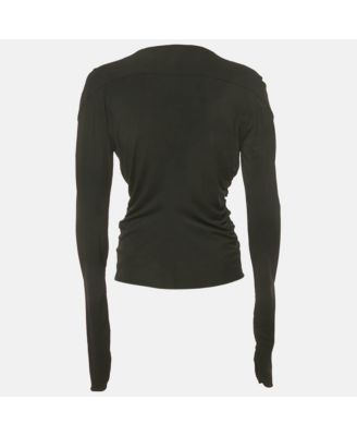 Women's Black Embellished Lace Up Jersey Top