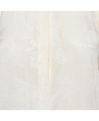 Women's Off-White Jacquard Puff Sleeve Blouse
