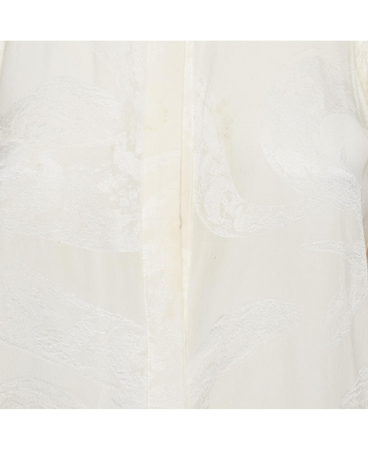 Pre-Owned Roberto Cavalli Women's Off-White Jacquard Puff Sleeve Blouse