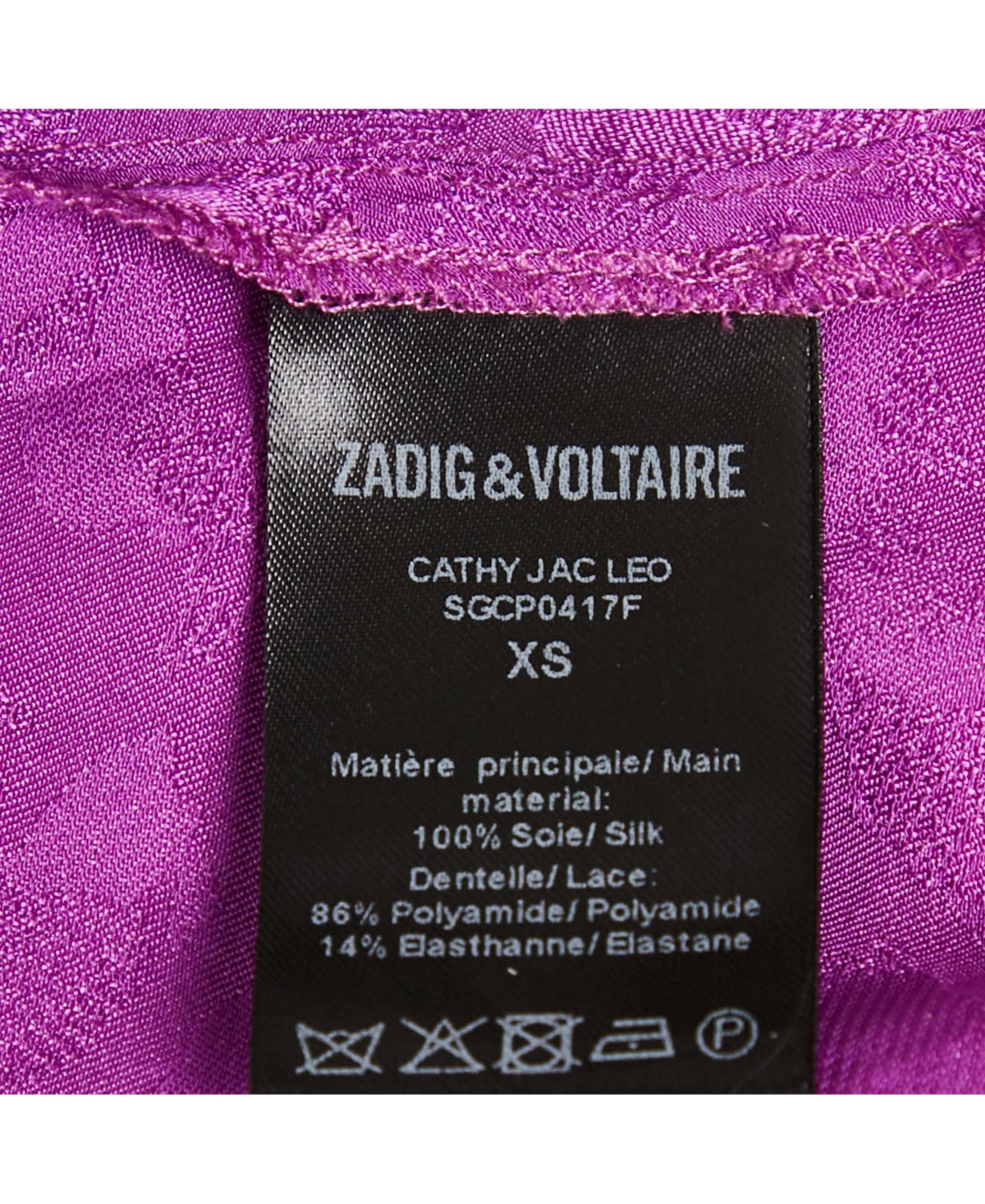 Pre-Owned Zadig & Voltaire Women's Purple Silk Jacquard Belted Cathy Leo Camisole
