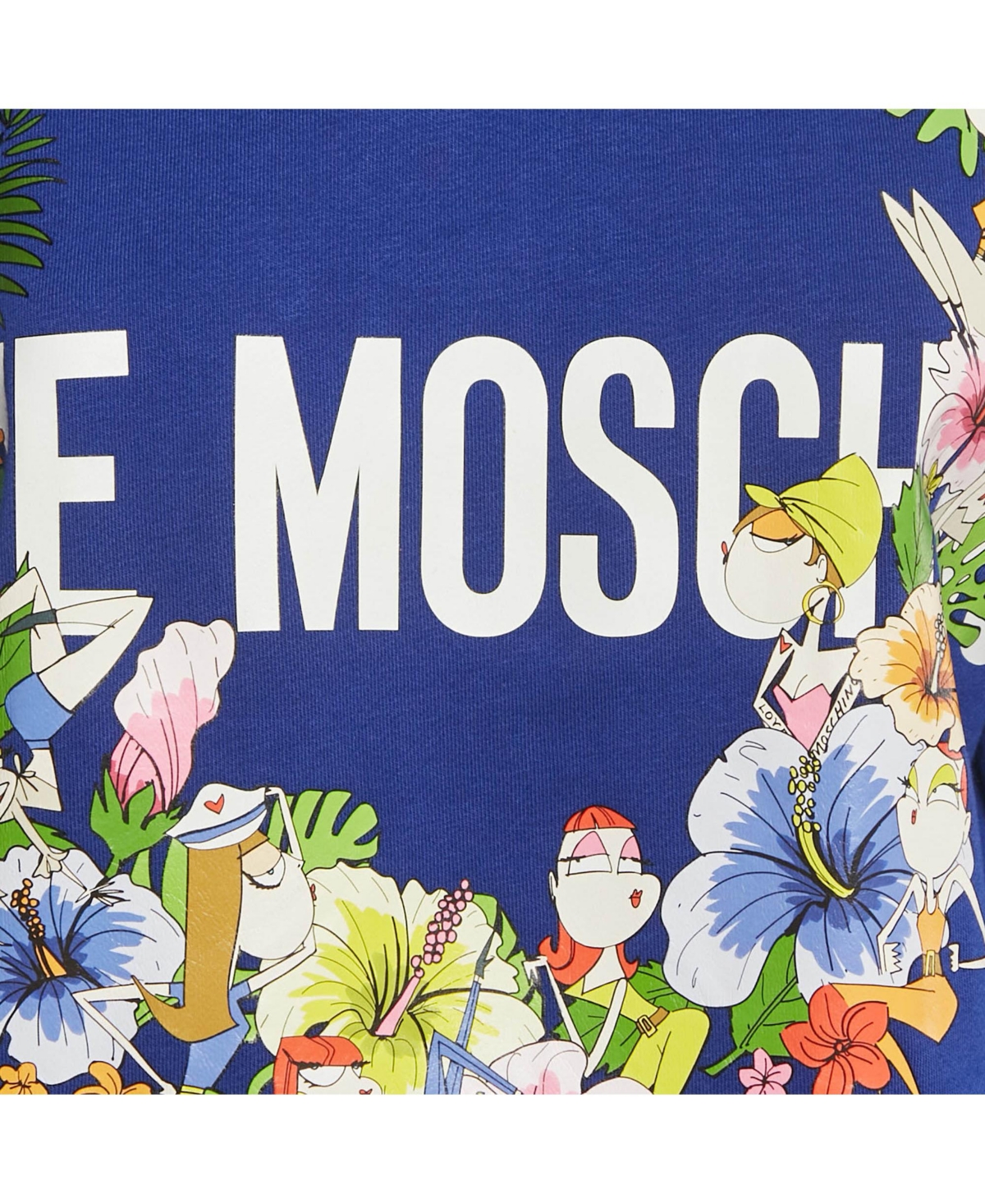 Pre-Owned Love Moschino Women's Blue Printed Cotton Crew Neck Sweatshirt