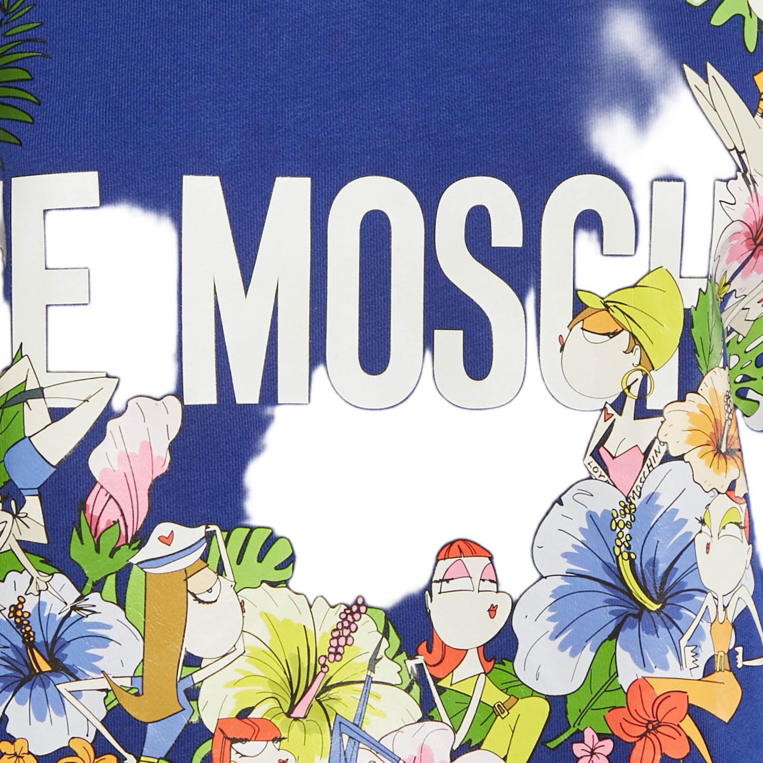 Women's Blue Printed Cotton Crew Neck Sweatshirt