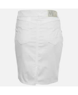 Women's Jeans White Denim Button Detail Pencil Skirt