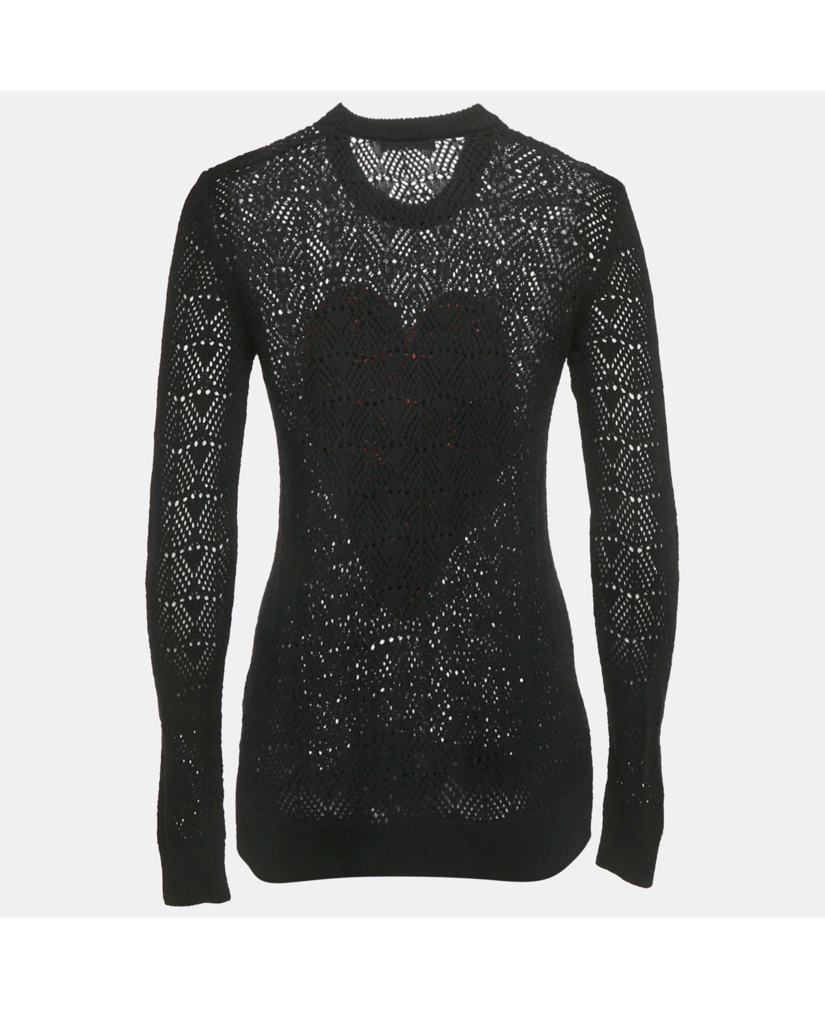 Pre-Owned Love Moschino Women's Black Patterned Knit Heart Patch Detail Sweater