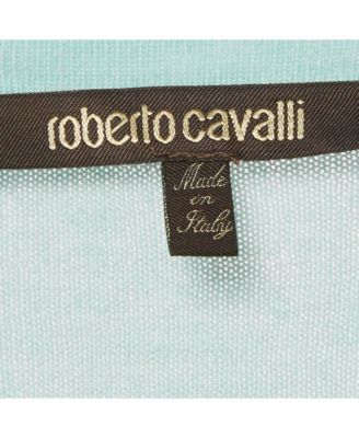 Women's Blue Cotton Knit V-Neck Sweater