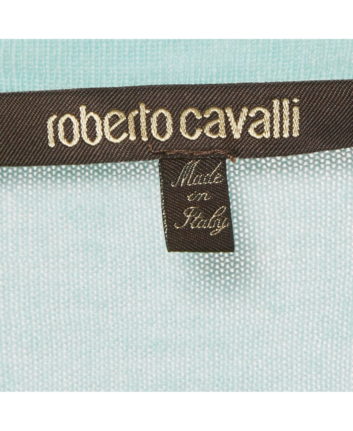 Pre-Owned Roberto Cavalli Women's Blue Cotton Knit V-Neck Sweater