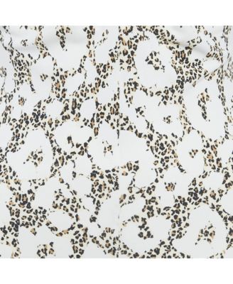 Women's White Animal Print Jersey Asymmetric Midi Dress